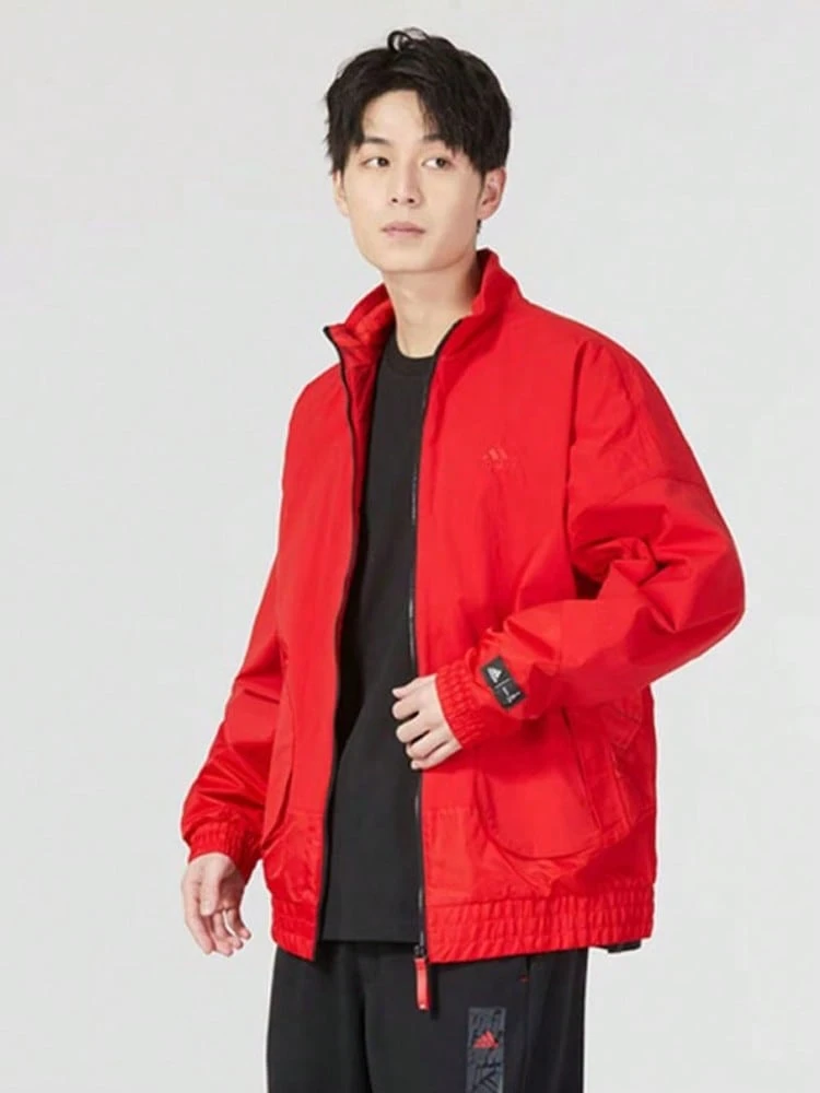 Adidas CNY Cm Com Wv Jkt Men's Stand-Collar Solid Color Jacket Red - Red - View 1