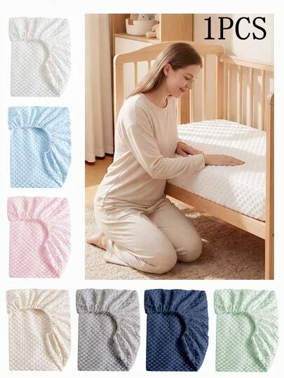 1pc Soft Comfortable Bubble Fleece Fitted Sheet, Baby Bed Sheet Mattress Protector Cover, Soft Bed Sheet Mattress Cover, Unisex Newborn Essential