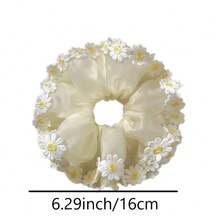 1pc Women's Cute Daisy Mesh Double Layer Hair Scrunchie, Fashionable Back Bun And Ponytail Hair Accessory, Suitable For Women's Daily, Party And Travel - Multicolor - View 6