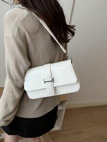 1pc Handbag New Fashion Handbag Joker Cowboy Long Stick Handbag New Advanced Texture Original Shoulder And Underarm Messenger Bag - White - View 5