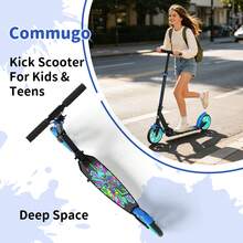 Commugo T1 Kick Scooter For Kids 6-12, Teens, Foldable Lightweight Scooter With 8 Inch Wheels, Hell A Grip, Max Load 240 LBS, Gift For Childs Adjustable Height Handlebars - Blue - View 6