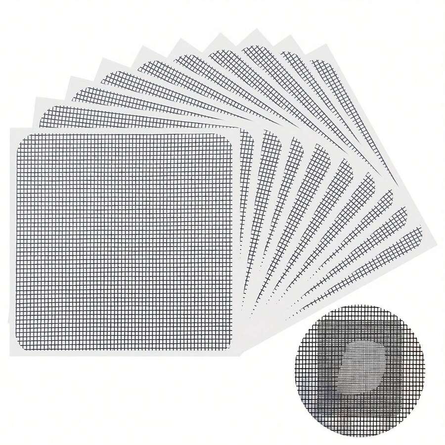 10/15/20pcs Window Screen Repair Patches, 3-Layer Strong Adhesive Screen Mesh Tape, For Window And Door Tear Hole Repair, 10pcs/Pack, 4"X 4"(10cm X 10cm) - A - View 1