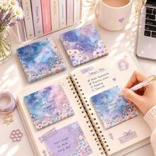 Starlight Floral Sticky Note Set, Vintage Memo Pad, Strong Adhesive, Reusable And Easy To Tear, Suitable For Planner, Office, School And Home Use, Large Capacity Vintage Stationery Gift - Multicolor - View 5