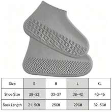 1Pair Silicone Waterproof Shoe Covers, Non-Slip Reusable Rain Overshoes With Tire Tread Sole, Portable Foldable Shoe Protectors For Outdoor Travel Walking Cycling - Silicone Version - View 9