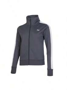 Under Armour Women's Tricot Tracksuit 2026 Summer New Collection Stand Collar Color-Block Sporty Casual Two-Piece Set 1365147-026 - Grey - View 3