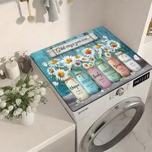 1pc Minimalist Vase Print Diatomaceous Earth Washing Machine Mat, Absorbent Appliance Protective Pad, Washing Machine Cover Mat, Dryer Mat, Countertop Protector, Suitable For Washing Machine, Dryer, Microwave, Refrigerator And Laundry Room Decor - Multicolor - View 2