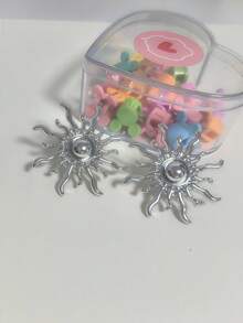 Conjunto de 2-10 Peças Brincos de Concha Girassol Prateados - Prata - Visão 5