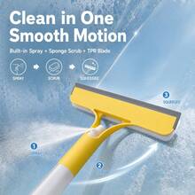3-In-1 Multifunctional Glass Squeegee With Spray, Wipe And Squeegee Functions, Efficient Cleaning Tool For Windows, Mirrors And Bathroom Glass, One-Pole Design For Enhanced Cleaning Efficiency - Multicolor - View 4