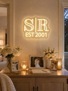 Custom Neon Sign Wedding Monogram LED Light Wall Decor Personalized Initial Last Name Sign For Reception Couples Anniversary Engagement Gifts - Multicolor 1 - View 5