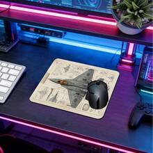 1pc Extra Large Vintage Fighter Jet Engineering Blueprint Pattern Mouse Pad, Soft Fabric Keyboard Mat With Non-Slip Rubber Base And Stitched Edges. Industrial Style Aircraft Blueprint Hand-Drawn Aesthetic, Suitable For Gaming, Home Office And Study Scenes. - View 5