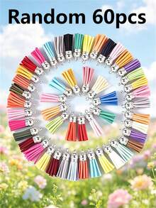 10/30/60/80/100pcs Multi-Color Bright Mixed Faux Suede Tassels With Gold Caps - Rainbow Keychain Charms, Suitable For DIY Jewelry, Crafts And Phone Lanyards, Jewelry Making Accessories - Tassel - View 18