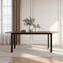 jiexi Expandable Dining Table, 160-200cm Walnut Rectangular Kitchen Table With Metal Legs, Space Saving For Living Room, Apartment - Walnut - View 5