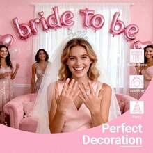 3pcs Bridal Headband Set With Ribbon And Veil, Suitable For Bachelorette Party Decoration, Bride Gift Accessories - Multiple Styles - View 2