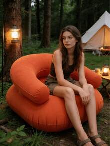 1pc Portable Inflatable Outdoor Leisure Chair, Soft Comfortable U-Shaped Slouchy Sofa Chair, Breathable PVC, Ergonomic Design Modern Lightweight Compact Seat, Outdoor Leisure Lounge Chair Sofa, Suitable For Living Room, Balcony, Camping - New Model - View 10