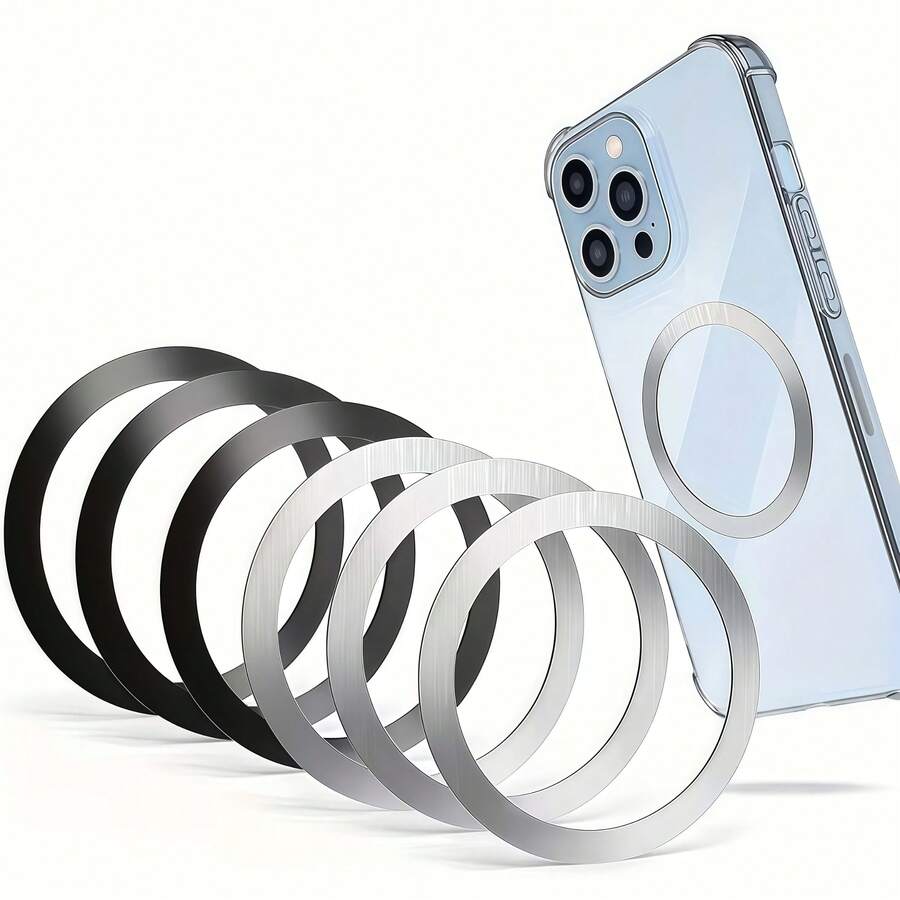 10pcs Wireless Charging Magnetic Rings, Stainless Steel Adhesive Patches, Compatible With All Phones, Car Phone Holder, High Compatibility, Durable Multifunctional Design, Fashionable Metal Phone Stickers