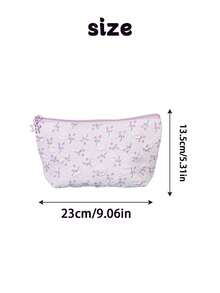 個性化刺繡姓名絎縫花卉圖案化妝包，大容量化妝品收納袋，便攜旅行盥洗用品收納袋，甜美花卉印花拉鍊收納袋，獨特生日伴娘婚禮禮物，專為女性設計 - 彩色 - 查看 5