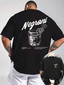 Nueva Camiseta Casual de Verano para Hombre, Manga Corta, Cuello Redondo Acanalado, Estampado Completo en la Parte Delantera y Trasera, Tejido de Punto, Fresca y Cómoda - Negro - Ver 1