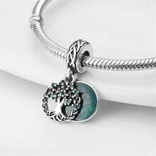 1pc S925 Sterling Silver Lucky Four-Leaf Clover Tree Of Life Bead, Horseshoe, Heart Tree, Infinity Symbol Multiple Styles, Inlaid With Emerald Green Zirconia And Green Enamel, Comes With Gift Box, Suitable For Bracelet Necklace DIY, Symbolizes Peace And Good Luck Gift Accessory - Multicolor - View 2