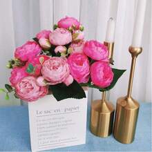 1/3/60pcs Artificial Peony Flower Bouquet, Faux Rose Bouquet, Bulk Exquisite Flower Arrangement, Silk Peony, Suitable For Home Party Wedding Decoration, Bridal Table Centerpiece, Valentine's Day Decor, Birthday Gift, Graduation Ceremony And More - Pink - View 6