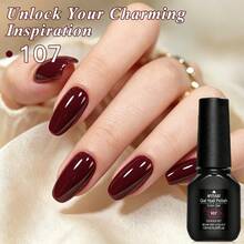 Mtssii 7.8ml Red & Brown Gel Nail Polish,UV LED Soak Off Semi Permanent Nail Color Gel,Rich Cherry Red,Burgundy,Cocoa Chocolate Neutral Brown Gloss Nail Varnish,Ideal For Fall Winter Nail Art Gift For Women For Daily Occasion - Multicolor - View 5