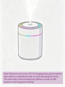 1pc Car Humidifier, 180ml Capacity, Romantic Colorful Night Light Car Mini Aromatherapy Essential Oil Diffuser. Features Large Mist Output, Quiet Operation, Automatic Timer And 2 Working Modes. Compatible With Essential Oils (6 Scents Available). Set Includes 1 Humidifier + 1 Bottle Of Essential Oil. Perfect For Car, Office, Bedroom, Living Room, Study And Air-Conditioned Room, Home Decor, Household Electric Air Freshener - Black and White - View 11