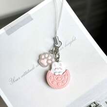 1pc Cute Cartoon Panda Cookie Cake Phone Charm Pendant, Realistic Food Toy Anti-Lost Couple Gift - Multicolor - View 12