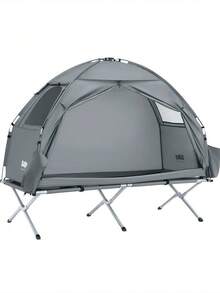 SoBuy Camping Tent With Air Mattress And Accessories, 1-Person Trekking Tent With Frame 193.5x86x160 Cm - A - View 2