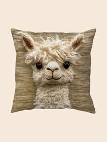 1pc Cute Alpaca Portrait Animal Pattern Throw Pillow Cover, Suitable For Rustic Style Living Room Sofa And Home Decor (Pillow Insert Not Included) - Multicolor - View 11