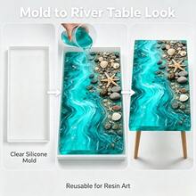 Cubulo 22.63 X 11.81 X 1.38 Inch Large Epoxy Resin Mold, Reusable Resin Mold Suitable For River Tables, Coffee Tables, Trays, Cutting Boards, DIY Resin Art - Mould - View 7