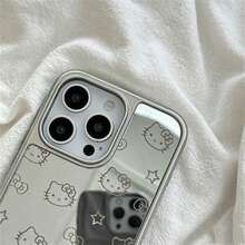 SANRIO Cute Cartoon Girl Heart Mirror Bow Hello Kitty Cat Phone Case Compatible With Apple 17/17Air/17Pro/17Promax, 16/16Plus/16Pro/16Promax, 15/15Plus/15Pro/15Promax, 14/14Plus/14Pro/14Promax, 13/13Pro/13Promax, 12/12Pro/12Promax, 11/11Pro Max, Dust-Proof, Popular - Silver - View 5