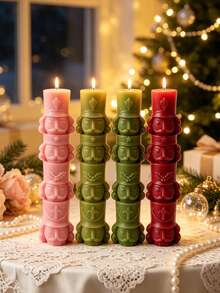 1pc Stacked Nutcracker Shaped Scented Candle, Christmas Atmosphere Decorative Candle, Suitable For Home Tabletop Decor, Holiday Party Decoration And Christmas Guest Gifts, Christmas, New Year, Winter Holiday - 1PC - View 2