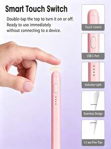 1 Set (With Storage Box) Universal Touch Pen For Tablet Touchscreen, Active Digital Stylus With 2 Extra Replacement Tips And Portable Storage Box, Double Click To Power On, No Bluetooth Required, Compatible With Tablets And Smartphones - View 3