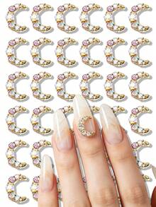 10pcs Japanese Ins Style Alloy Rhinestone Crescent Moon Nail Gems, Sparkling Full Rhinestone Nail Art Decor, Rhinestone Nail Accessories, Y2K Multi-Function DIY Decoration Accessories, Fake Nail Art Decorations, Summer Nail Art Supplies - Multicolor - View 16