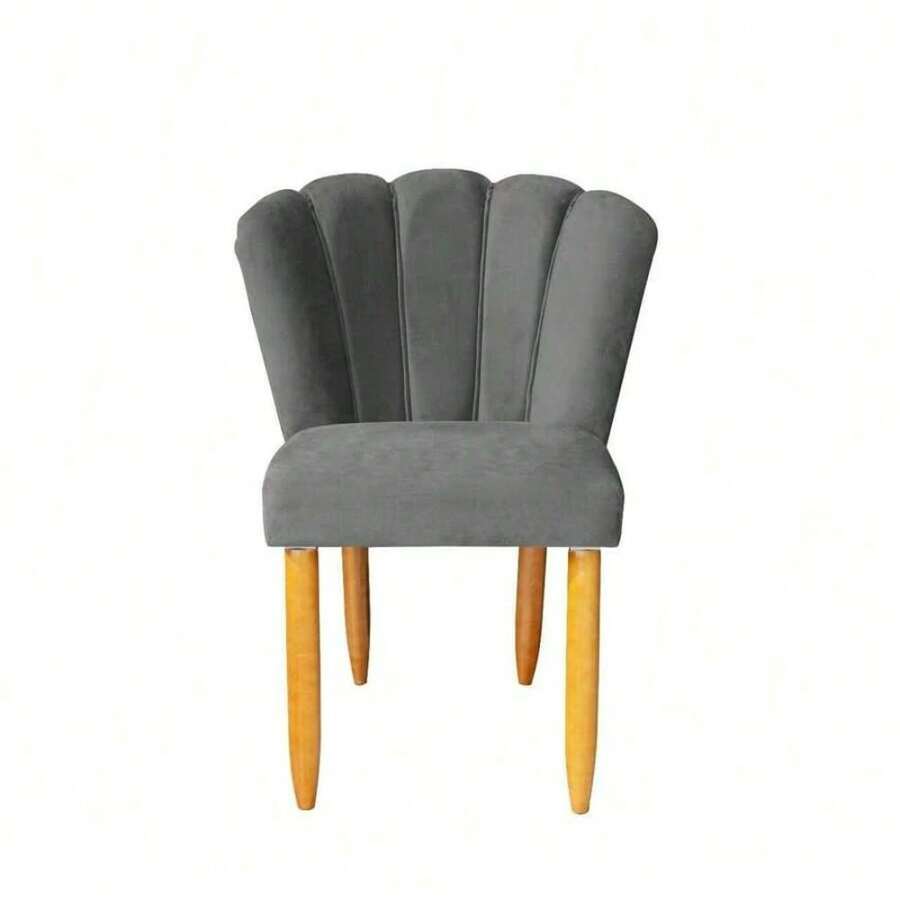 CADEIRA PETALA VELUDO - PARA SALA DE JANTAR, QUARTO, PENTEADEIRA, CLOSET, ESPAÇOS COMERCIAIS, CLINICAS, SALÕES DE BELEZA , MANICURE - Cinza - Visão 1