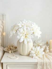 12/20Pcs Artificial Dahlia Flower Heads With Stems For Home Room Wedding Decor, Outdoor Restaurant Centerpieces, Parties, Gifts, Bridal Bouquets, Valentine's Day Mother's Day Decor, DIY,Wall Arch Background Decor Accessories, Front Door Yard Decor - Milky White - View 6