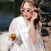 3pcs Bridal Headband Set With Ribbon And Veil, Suitable For Bachelorette Party Decoration, Bride Gift Accessories - Multiple Styles - View 8