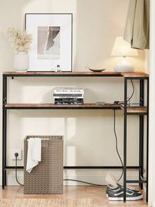 SoBuy | Entrance Console With Power Outlet | Corner Table With Metal Frame | Industrial Sideboard MDF For Living Room | 120*80*101 Cm | Load Capacity 48 Kg - 查看 5