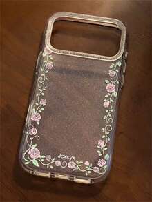 Casing Ponsel Minimalis Bergaya dengan Hiasan Kilauan dan Pola Mawar, Kompatibel dengan iPhone 18 17 Pro Max 18 17 Pro 17 16 Pro Max 15 14 13 12 Pro Max, Pelindung Lensa dan Penutup Belakang. - Clear - View 1
