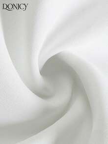 DONICY Abito camicia con colletto bianco, maniche corte, cintura e pieghe, casual per ufficio e pendolarismo - Bianco - Visualizzare 3