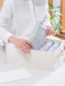 1pc Shirt Storage Organizer Travel Slouchy Person T-Shirt Folding Clothes Storage Box Pants Organizer - Beige - View 9