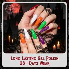 Beetles 6 Colors Halloween Gel Nail Polish Set, Red Purple Green Orange Black White Soak Off UV LED Gel For Pumpkin, Ghost, Witch & Spooky Nail Art - 6 Colors Halloween Gel Nail Polish Set - 查看 3