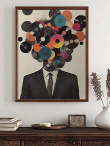 1pc Vintage Vinyl Record Store Wall Art, Retro Music Album Poster, Vintage Collage Suit Man DJ Pop Art, Bedroom Decor, Living Room Decor, Dorm Decor, Wall Art, Wall Decor, Home Decor, Room Decor, Canvas Wall Art, Poster, Frame Optional - 1PCS - View 4