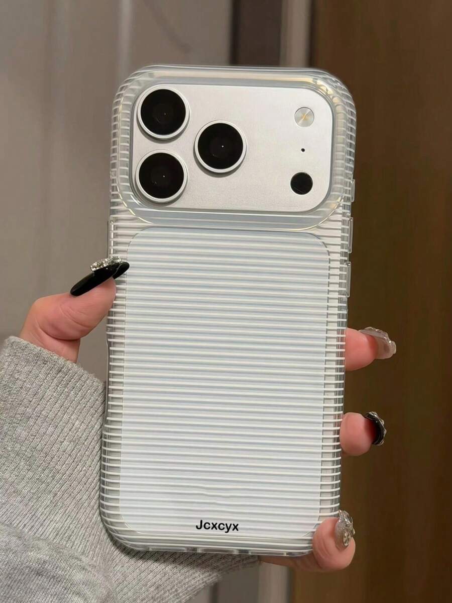 復古水波紋棕藍格紋手機殼，適用於 Apple 17 11 12 13 14 15 16 Pro Max Plus，秋冬亮面保護殼