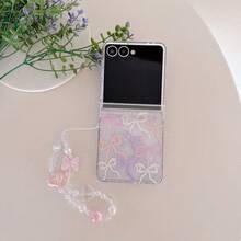 Colorful Bowknot Foldable Phone Case With Pearl Bow Chain For Samsung Galaxy Z Flip4 5G/Galaxy Z Flip5 5G/Galaxy Z Flip6 5G/Galaxy Z Flip7 5G/Galaxy Z Flip8 5G New Foldable Phone Case - Multicolor - View 1