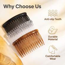 15-Teeth 10*5cm Plastic Hair Comb, Handmade DIY Material Comb, Handmade Craft, Hair Clip Accessories, French Style Side Hair Comb Anti-Slip Comb For Women And Girls Hairstyle Accessories - Multicolor a - View 6