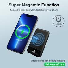 2025 Magnetic 15W Power Bank For IPhone,10000mAh Magsafe Battery Pack With 15w Fast Charging,Slim Magsafe Power Bank In&Out,With LED Display,Wireless Portable Charger For IOS 16/15/14/13/12 Series Podoru For MagSafe Battery Pack, 10000mAh Power Bank - 黑色帶LED顯示 - 查看 9