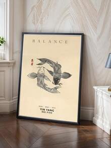 1pc Koi Fish Print, Yin Yang Poster Aesthetic Vintage Wall Art, Black And White Japanese Art Print, Red Cream Koi In Water Japanese Art Print, Minimalist Inspired Poster, Mindfulness Wall Decor, Christmas Decorative Wall Art, Framed/Unframed - 1pc - View 7