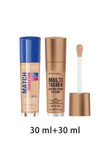 Rimmel [حزمة] كريم أساس Match Perfection بلون نود فاتح 102 دافئ 30 مل + برايمر مضاد للشيخوخة ومحدد إضاءة Multi-Tasker Better Than Filters بلون فاتح جداً 002 30 مل - 102 لون نيود دافئ فاتح + 002 لون فاتح - مشاهدة 2