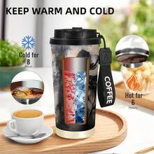 1/5pcs 18oz Stainless Steel Coffee Tumbler, Black Vintage Dark Gold Dead Branch Black Peony Gothic Oriental Print Travel Mug, Multi-Function Flip Straw Lid, Black COFFEE Lanyard Strap, Ideal Gift For Dark Gothic Retro Chinese Style Fans - Flower-4 - View 3