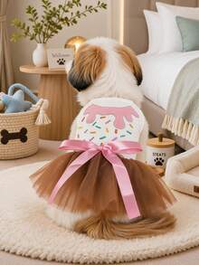 PETCIRCLE 1件寵物衣服 小狗幼犬貓用 可愛風格 節日氛圍 戶外蛋糕芭蕾舞裙 - 彩色 - 查看 2